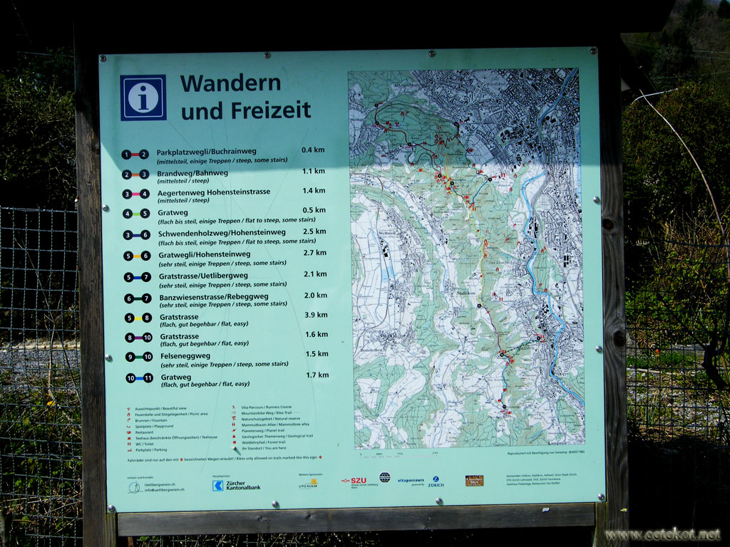 Цюрих: план маршрутов на Uetliberg.