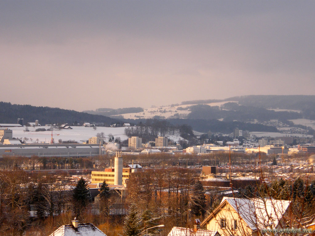 Зима 2011 в Цюрихе, город в снегу.