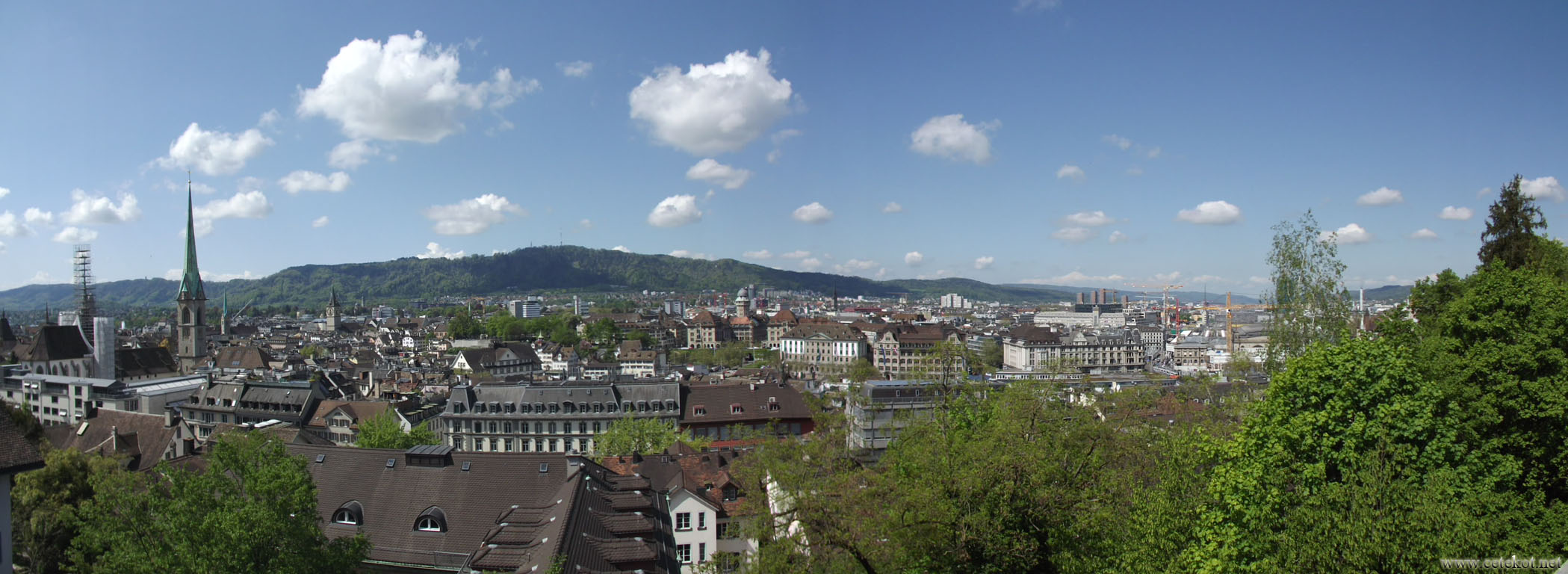 Цюрих: вид с Цюрихберга ( Zürichberg ). Холм вдали - Üetliberg.